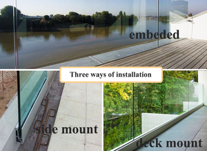 <span class=keywords><strong>Balustrade</strong></span> en <span class=keywords><strong>verre</strong></span> sans cadre avec profil en U en aluminium moderne et éclairage LED pour <span class=keywords><strong>terrasse</strong></span>, porche, main courante, garde-corps, marque UNIK - Product Image 5
