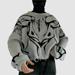 Ropa de hombre de moda personalizada, suéter de Jacquard, prendas de punto de invierno con cuello redondo, suéteres de punto de algodón para hombre, jersey para hombre - Product Image 1