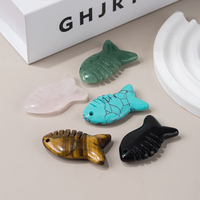 Figurine de poisson en pierre sculptée à la main Statue d'animal en cristal de guérison pierre de poche Reiki décoration de la maison Sculpture Fengshui