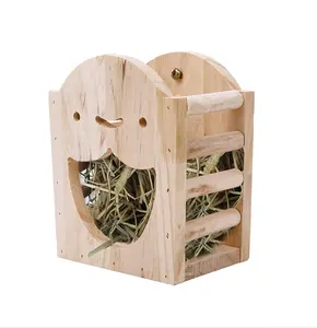 Simple wooden feeder, hamster rabbit guinea pig sage sage hay rack hung in the cage can hold hay, corn, and other pet food