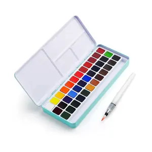 Artist Watercolor Paint Solid Cakes Lightweight Travel Pocket Set Watercolor Painting With Brush