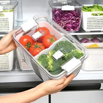 Двухслойная дренажная корзина SHIMOYAMA, пластиковые кухонные принадлежности, корзина для хранения с крышкой для фруктов и овощей