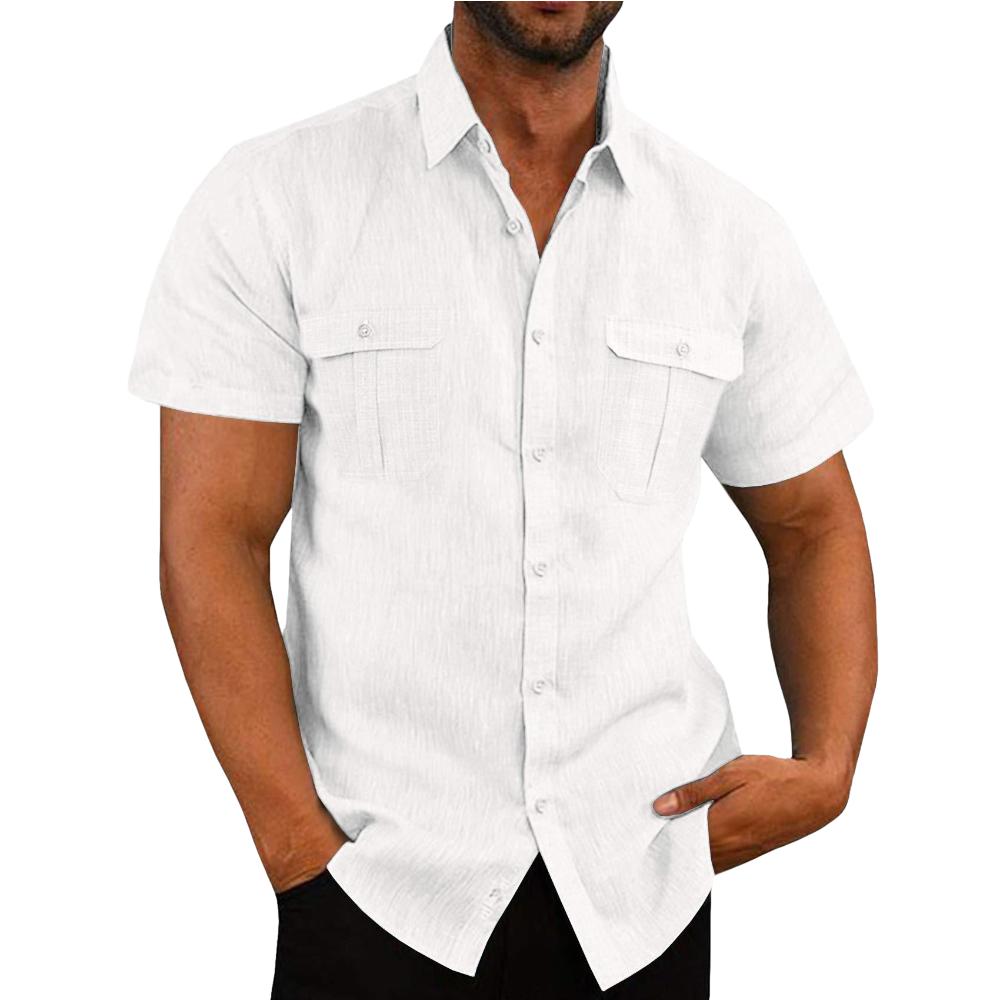 Order Online Double Pocket Linen Mens Shirts Anti-Wrinkle