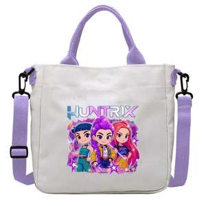 Tas Kanvas Pola Demon Hunters Huntrix Kpop, Tas Sekolah Personal, Tas Belanja Reusable untuk Perjalanan, Ransel Sekolah - Product Image 2