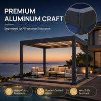 Pergola motorisée en aluminium à toit à lamelles réglables, imperméable, de luxe, pour jardin, patio, balcon, utilisation en extérieur