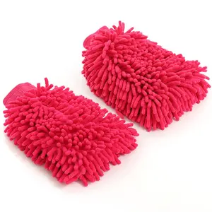 Premium Microfiber Chenille Rửa Xe Găng Tay Làm Sạch Xe Polyester Cho Cửa Sổ Tự Động Đánh Bóng Kính Chi Tiết.