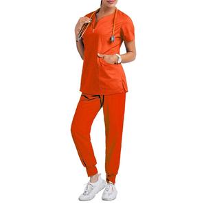 Ensemble uniforme col en V de haute qualité extensible anti-froissement avec plusieurs poches pour le travail à l'hôpital et les uniformes des médecins et des infirmières - Product Image 6