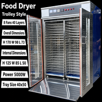 Déshydrateur alimentaire sur chariot grande capacité 40x50cm avec 8 ventilateurs à flux d'air uniforme pour viande séchée, poisson, fruits de mer, légumes, viande 5000W
