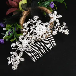 Accessoires de cheveux de mariage en alliage de cristal perle peigne de cheveux de mariée couvre-chef cadeaux de noël pour femmes bijoux de cheveux Logo personnalisé