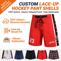 PUCKPROS Pantalons de hockey personnalisés avec numéros brodés, coques de pantalon de hockey sur glace, boucle à la taille, tissu Oxford, uniforme d'équipe