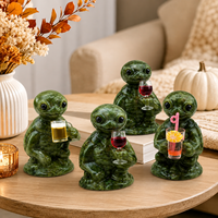 Figurine de tortue d'Halloween en serpentine naturelle, décoration animale en pierre, cadeau, ornement de fête