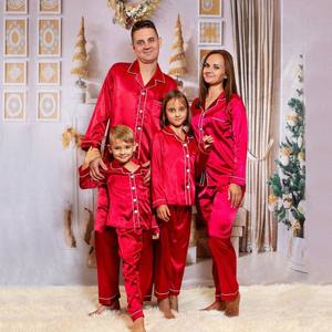 2025 <strong>Christmas</strong> Family Matching Satin Pajamas Set Comfortable Smooth Satin Button-Personalized Baby Kids <strong>Pyjamas</strong> for <strong>Couples</strong> Home - Product Image 2