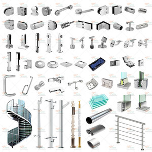 درابزينات بسيطة من الألومنيوم والفولاذ المقاوم للصدأ والزجاج بدون إطار صرفة - Product Image 1