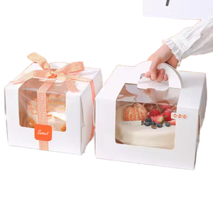 Cajas de Cartón para Pasteles con Ventana Transparente Recicladas JY-151, Personalizadas al por Mayor, Aptas para Alimentos, Embalaje para Pasteles de Cumpleaños, Impresión Personalizada - Product Image 1