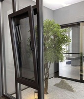 Ventanas abatibles de vidrio templado inteligente de doble acristalamiento modernas, ventanas abatibles de nuevo diseño de alta calidad para baño exterior Villa
