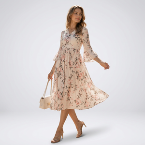 Robe midi d'été imprimée pour femmes, robe élégante décontractée à fleurs, robe de fête, mode écologique pour femmes et filles - Product Image 1