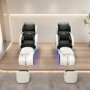 Fauteuil de pédicure électrique de luxe, canapé de pédicure moderne pour salon de spa avec bain de pieds en céramique et lumière LED - Product Image 6