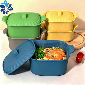 Cuiseur vapeur en silicone de qualité alimentaire avec couvercle, compatible micro-ondes, pour riz et légumes, ustensile de cuisine écologique - Product Image 1