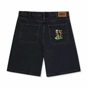 Short en jean respirant de haute qualité avec logo personnalisé, pour homme, coupe mi-haute, poids moyen, délavé au soleil, broderie vintage, denim tricoté - Product Image 2