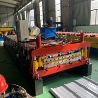 Machine de formage de tôles trapézoïdales à double couche 2-en-1, machine automatique de fabrication de tuiles métalliques avec contrôle PLC et moteur