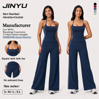 Ensemble 2 pièces Jinyu pour le yoga et l'entraînement, en nylon et élasthanne, avec débardeur à fines bretelles et détails lignés, effet ventre plat et rehaussement des fesses