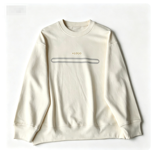 Sudadera de Cuello Redondo para Mujer, 100% Algodón, Manga Larga, Diseño Minimalista con Logotipo Estampado por Transferencia Térmica en la Parte Delantera, Ropa de Invierno - Product Image 3