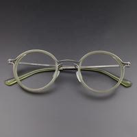 Monture optique ronde élégante en acétate de titane, monture de lunettes vintage rétro en métal