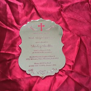 5x7 pouces miroir argenté gravé/miroir doré acrylique carte d'invitation de première <span class=keywords><strong>Communion</strong></span> - Product Image 4