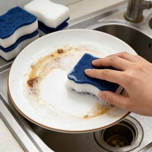 إسفنجة تنظيف الأطباق من ألياف البوليستر الطبيعية - فائقة الامتصاص، خالية من الخدوش، قابلة لإعادة الاستخدام، وسادة تنظيف للمطبخ لإزالة الدهون - Product Image 5