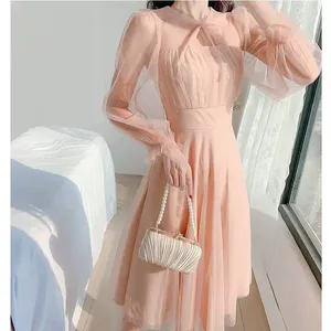Abito Estivo da Donna in Stile <span class=keywords><strong>Francese</strong></span>, Vestito Lungo in Tulle Morbido e Romantico, Disponibile in Rosso, Taglie da S a XXL - Product Image 2