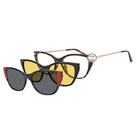 Lunettes de soleil œil de chat tendance et haut de gamme avec logo personnalisé, en TR90, à clipser, pour femmes, vente en gros, faible MOQ, articles prêts à l'emploi