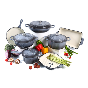 Ensemble de batterie de <span class=keywords><strong>cuisine</strong></span> en fonte au design moderne, de haute qualité, émaillé, comprenant un faitout hollandais, des marmites à soupe et une casserole - Durable pour la cuisson domestique - Product Image 3