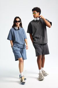 เสื้อยืดวิ<span class=keywords><strong>น</strong></span>เทจสำหรับผู้ชาย<span class=keywords><strong>2</strong></span>ชิ้นใส่สบายชุดกางเกงขาสั้นผ้าฝ้าย100% โอเวอร์ไซส์และเสื้อยืดซักกรดเหมาะสำหรับผู้ชาย - Product Image 3