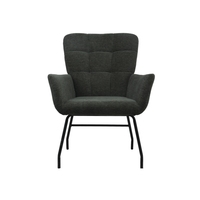 Fauteuil d'appoint individuel pour salon, revêtement en tissu, assise en mousse, fauteuil d'appoint blanc avec pieds en bois