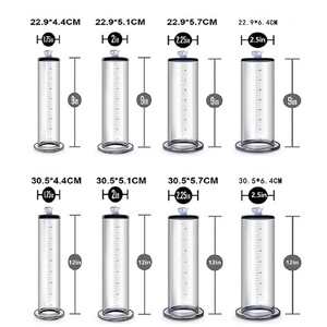 Cylindre à vide pour pompes à pénis d'amélioration Acrylique transparent sans couture avec marques de mesure et raccord de verrouillage - Product Image 5