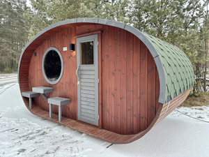 Sauna extérieur en cèdre rouge au design moderne pour 4 personnes, électrique 6KW, vapeur humide, construction écologique, 220V, avec vestiaire et véranda - Product Image 2