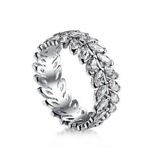 <span class=keywords><strong>GR51</strong></span> Bague de déclaration d'éternité pour femmes Bague de cocktail en argent sterling Coupe marquise Zircon cubique Pierre Blé CZ Bijoux Bagues fines - Product Image 1