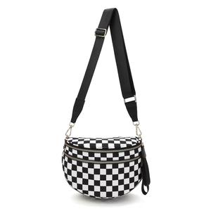 Sac bandoulière chic Lvms72 en nylon à carreaux, 27x14x22cm, fermeture éclair, résistant à l'eau, pour les voyages quotidiens, sac à bandoulière pour femme - Product Image 1
