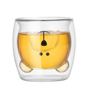 Atacado Dos Desenhos Animados Bonito Animal Forma claro 250ml Urso Dupla Parede Copo De Café De Vidro - Product Image 5