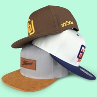 Kustom kualitas baik coklat Woven Patch 6 Panel Adjustable bordir Logo Snapback datar pinggir topi dipasang topi Snapback