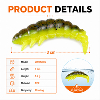 Leurre souple de pêche 30mm 1.7g, type ver de pain, larve bionique, pour truite