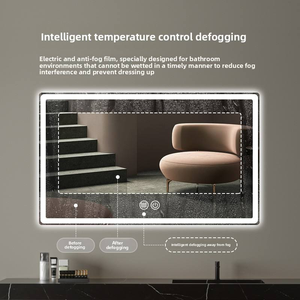 Miroir de salle de bain LED rectangulaire de style moderne grand miroir de maquillage mural intelligent avec écran tactile encadré pour la décoration de la maison - Product Image 5