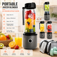 Nieuwe USB draadloze glazen draagbare blender met 6 messen, mini smoothie- en sapmaker, als cadeau voor reizen, kantoor en buitengebruik