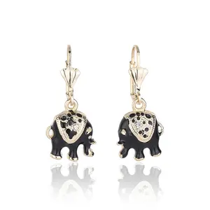 Alta calidad, venta al por mayor, fábrica, moda, 14K, pendientes largos de elefante