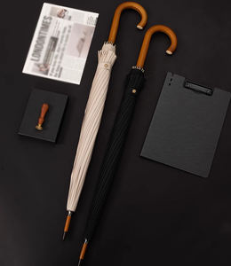 <span class=keywords><strong>Parapluie</strong></span> rétro à long manche en bois, extra large, pour <span class=keywords><strong>homme</strong></span> et femme, 16 baleines, épaissi, renforcé, coupe-vent, double usage, soleil et pluie - Product Image 2