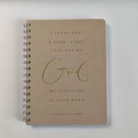 Carnet A5 personnalisé en gros avec reliure spirale, couverture souple en PU, logo estampé à chaud, impression de mots bibliques, spirale métallique