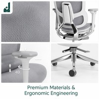 Chaise de bureau ergonomique en maille JQYX Premium avec soutien lombaire réglable, accoudoirs 4D, pivotante, pour usage professionnel