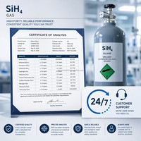 Gas Silano SiH4 de Alta Pureza 99.9999% 6N para Fabricación de Semiconductores CVD y Celdas Solares, Cilindro de 47L, Fabricante