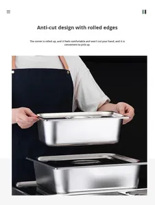 Bandeja Cuadrada de Acero Inoxidable Hei Lv, Estilo Americano Pulido FSP-1/6, Recipiente para Comida Caliente, Congelador, Distribución de Alimentos, Cafetería - Product Image 6