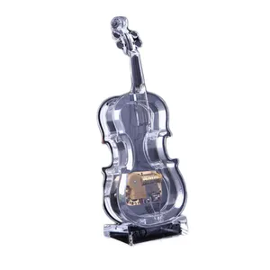 Acrylic music box violin shaped music box big size 18 Note Mechanical Music Box For Home Decoration